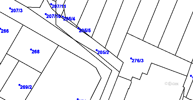 Parcela st. 205/2 v KÚ Vícemilice, Katastrální mapa