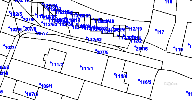 Parcela st. 207/5 v KÚ Vícemilice, Katastrální mapa