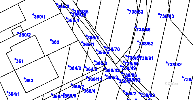 Parcela st. 356/6 v KÚ Vícemilice, Katastrální mapa