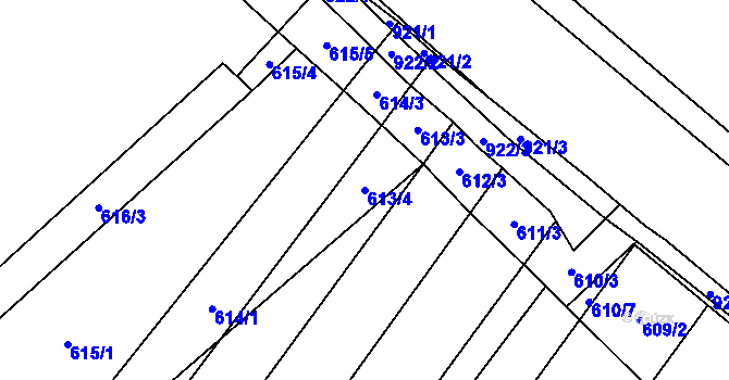 Parcela st. 613/4 v KÚ Vícemilice, Katastrální mapa