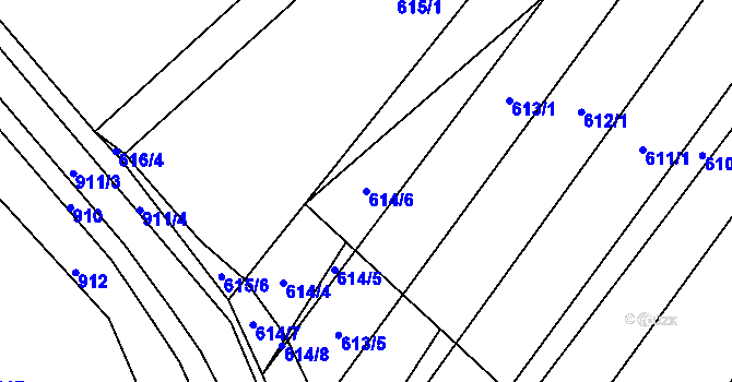 Parcela st. 614/6 v KÚ Vícemilice, Katastrální mapa