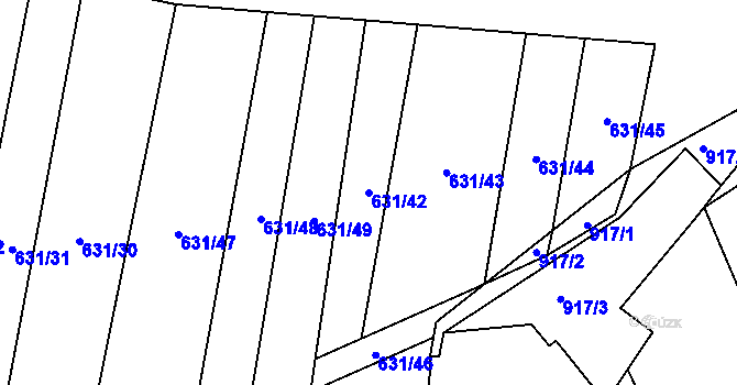 Parcela st. 631/42 v KÚ Vícemilice, Katastrální mapa