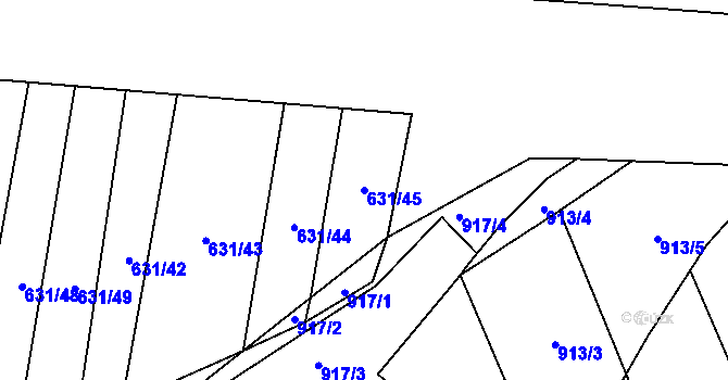 Parcela st. 631/45 v KÚ Vícemilice, Katastrální mapa