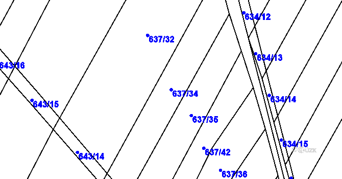 Parcela st. 637/34 v KÚ Vícemilice, Katastrální mapa
