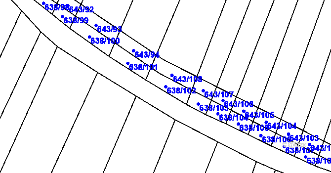 Parcela st. 638/102 v KÚ Vícemilice, Katastrální mapa