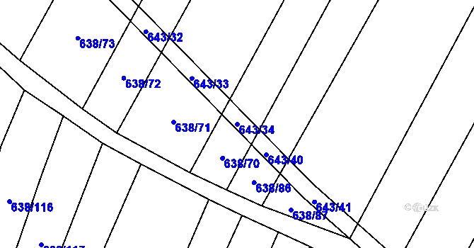 Parcela st. 643/34 v KÚ Vícemilice, Katastrální mapa