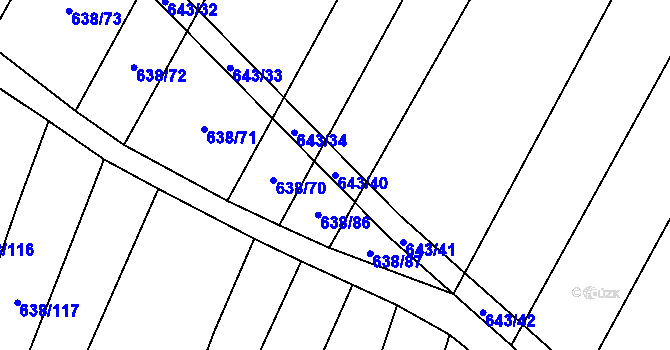 Parcela st. 643/40 v KÚ Vícemilice, Katastrální mapa