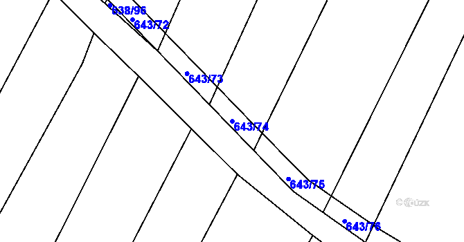 Parcela st. 643/74 v KÚ Vícemilice, Katastrální mapa