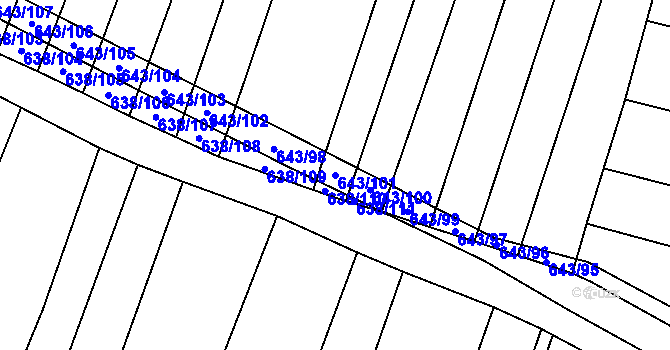Parcela st. 643/101 v KÚ Vícemilice, Katastrální mapa