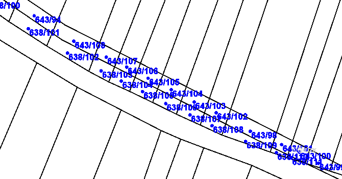 Parcela st. 643/104 v KÚ Vícemilice, Katastrální mapa