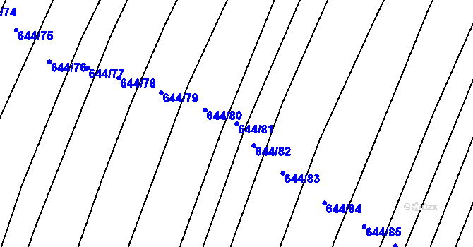 Parcela st. 644/81 v KÚ Vícemilice, Katastrální mapa