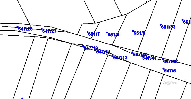 Parcela st. 647/11 v KÚ Vícemilice, Katastrální mapa