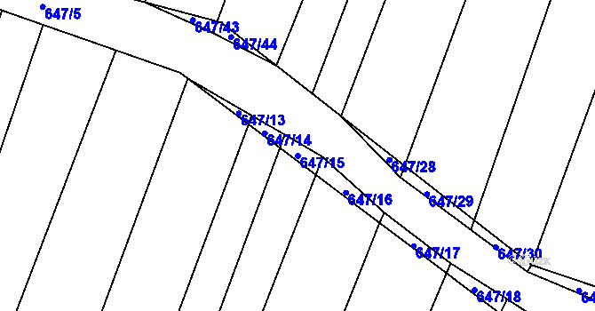 Parcela st. 647/15 v KÚ Vícemilice, Katastrální mapa