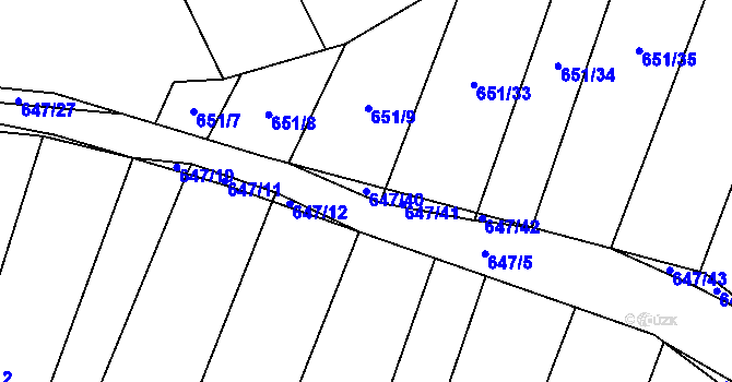 Parcela st. 647/40 v KÚ Vícemilice, Katastrální mapa