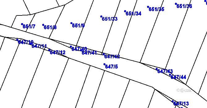 Parcela st. 647/42 v KÚ Vícemilice, Katastrální mapa