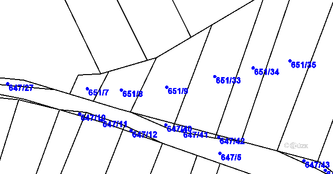 Parcela st. 651/9 v KÚ Vícemilice, Katastrální mapa