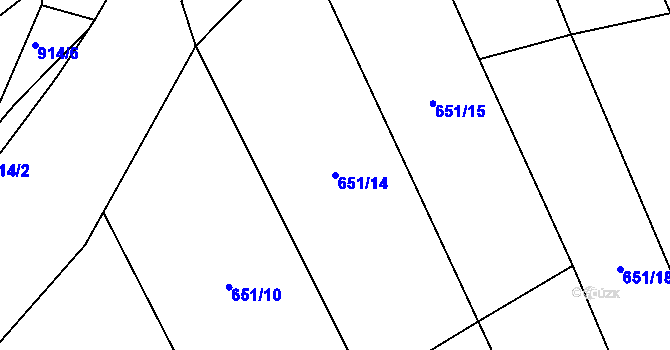 Parcela st. 651/14 v KÚ Vícemilice, Katastrální mapa