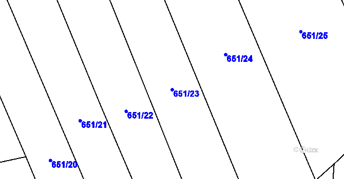 Parcela st. 651/23 v KÚ Vícemilice, Katastrální mapa