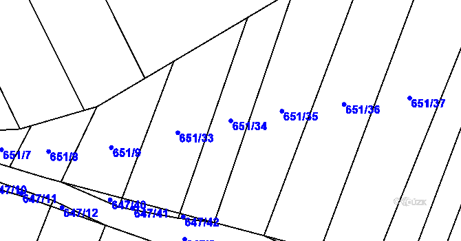 Parcela st. 651/34 v KÚ Vícemilice, Katastrální mapa