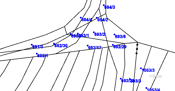 Parcela st. 692/17 v KÚ Vícemilice, Katastrální mapa