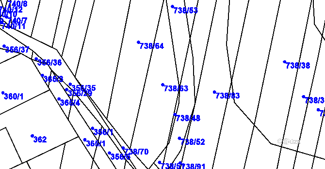 Parcela st. 738/63 v KÚ Vícemilice, Katastrální mapa
