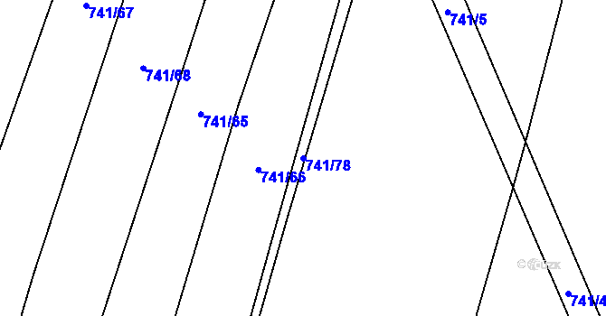Parcela st. 741/78 v KÚ Vícemilice, Katastrální mapa