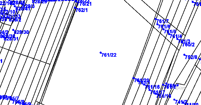 Parcela st. 761/22 v KÚ Vícemilice, Katastrální mapa