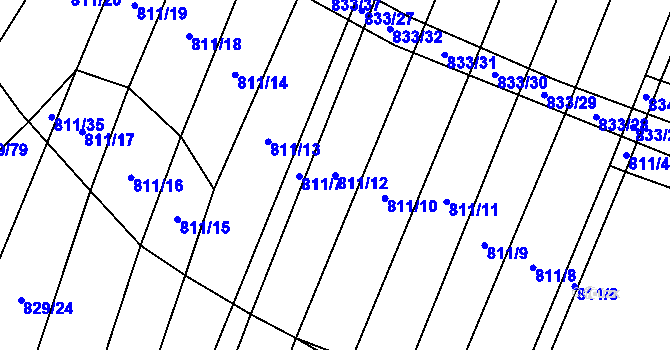 Parcela st. 811/12 v KÚ Vícemilice, Katastrální mapa