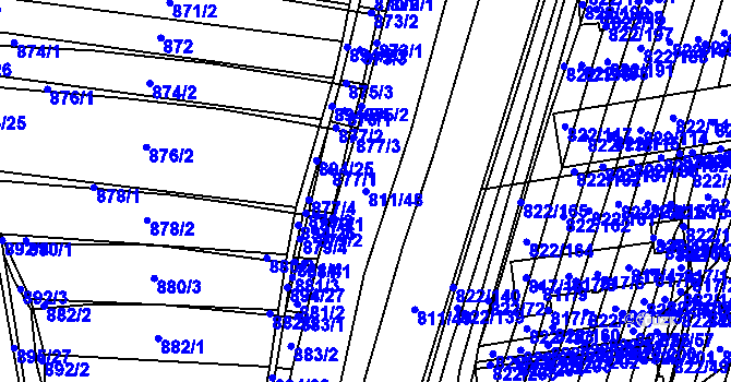 Parcela st. 811/48 v KÚ Vícemilice, Katastrální mapa