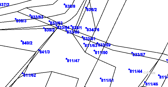 Parcela st. 811/63 v KÚ Vícemilice, Katastrální mapa