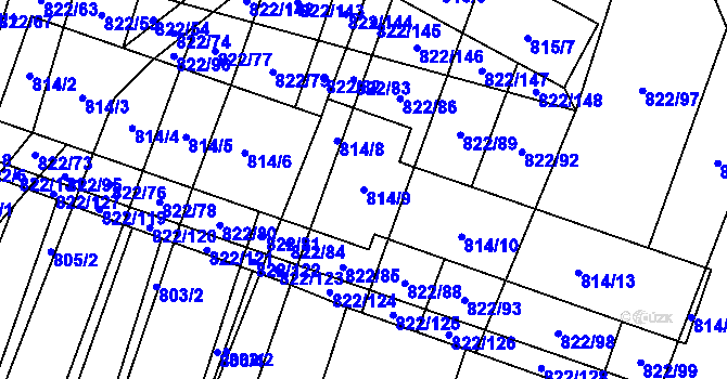 Parcela st. 814/9 v KÚ Vícemilice, Katastrální mapa