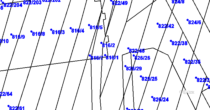 Parcela st. 816/1 v KÚ Vícemilice, Katastrální mapa