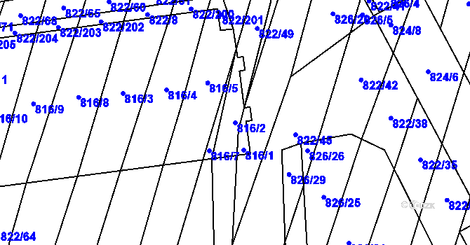 Parcela st. 816/2 v KÚ Vícemilice, Katastrální mapa