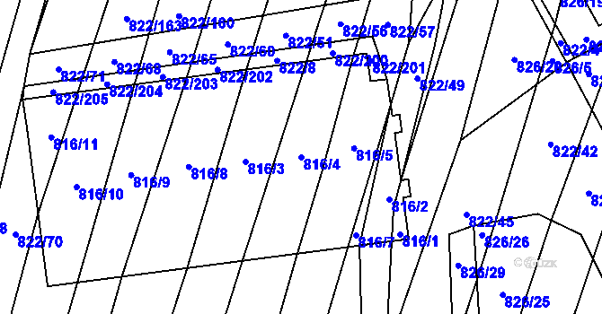 Parcela st. 816/4 v KÚ Vícemilice, Katastrální mapa