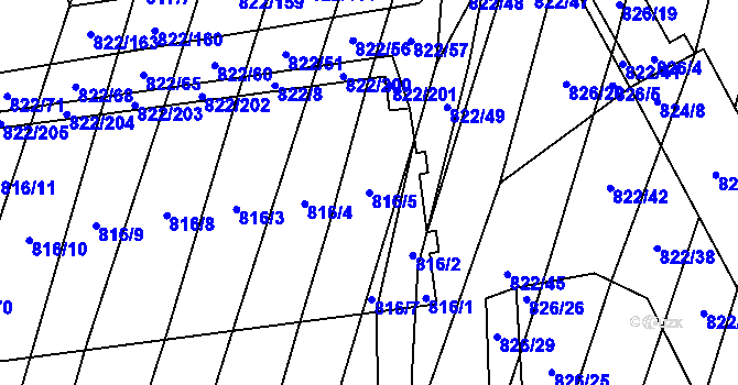 Parcela st. 816/5 v KÚ Vícemilice, Katastrální mapa