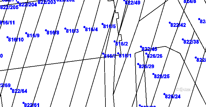 Parcela st. 816/7 v KÚ Vícemilice, Katastrální mapa