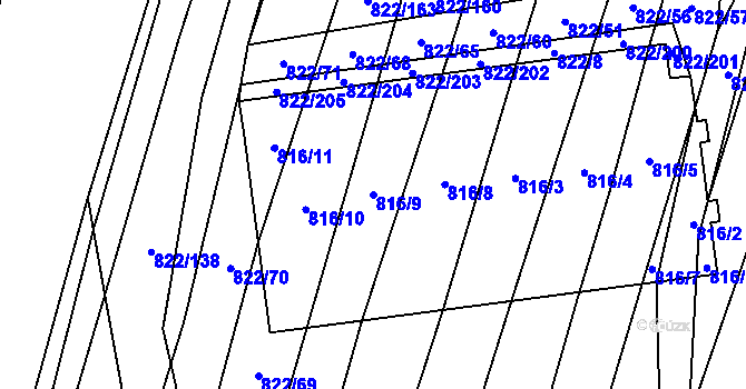 Parcela st. 816/9 v KÚ Vícemilice, Katastrální mapa