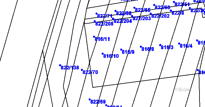 Parcela st. 816/10 v KÚ Vícemilice, Katastrální mapa