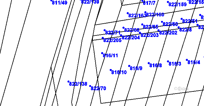 Parcela st. 816/11 v KÚ Vícemilice, Katastrální mapa
