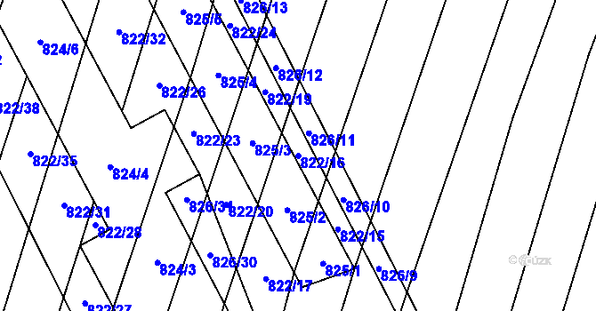 Parcela st. 822/16 v KÚ Vícemilice, Katastrální mapa