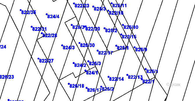 Parcela st. 822/17 v KÚ Vícemilice, Katastrální mapa
