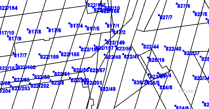 Parcela st. 822/48 v KÚ Vícemilice, Katastrální mapa