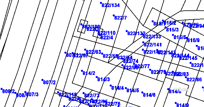 Parcela st. 822/53 v KÚ Vícemilice, Katastrální mapa