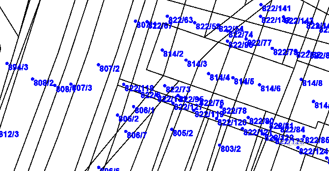 Parcela st. 822/73 v KÚ Vícemilice, Katastrální mapa