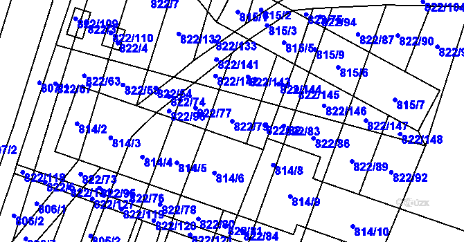 Parcela st. 822/79 v KÚ Vícemilice, Katastrální mapa