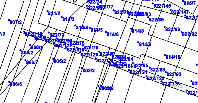 Parcela st. 822/80 v KÚ Vícemilice, Katastrální mapa