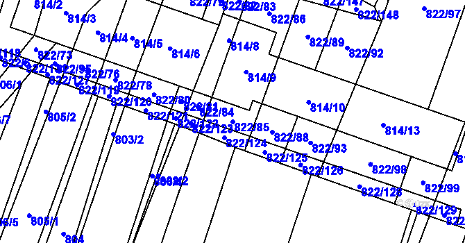 Parcela st. 822/85 v KÚ Vícemilice, Katastrální mapa