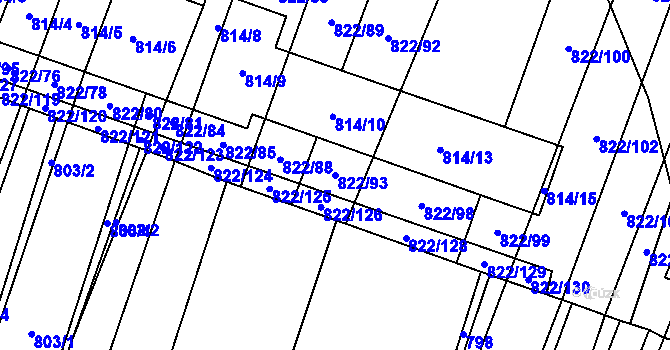 Parcela st. 822/93 v KÚ Vícemilice, Katastrální mapa
