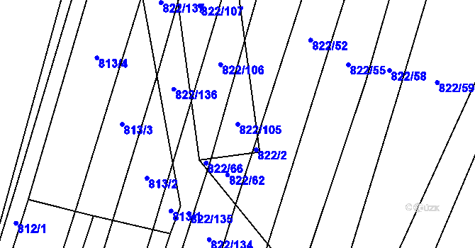 Parcela st. 822/105 v KÚ Vícemilice, Katastrální mapa