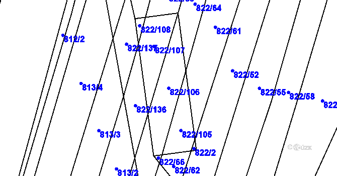 Parcela st. 822/106 v KÚ Vícemilice, Katastrální mapa
